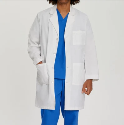 Landau Unisex 3-Pocket Full-Length 4 button White Coat - Adult Medium - Image 1 of 4