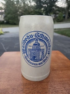 Taza de cerveza de colección WALLBRAU Schweinfurt Hartmann am Wall 1L gres Stein Alemania - Imagen 1 de 12