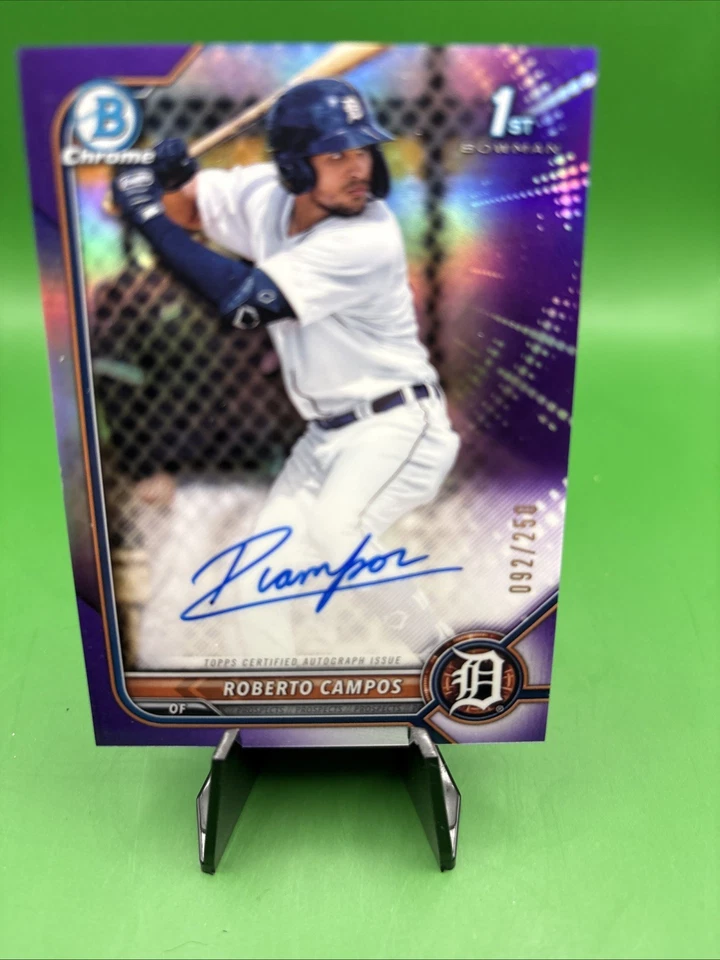 2022 Bowman Roberto Campos AUTOGRAPH Purple Refractor #’d 009/250 Tigers - Image 1 of 1