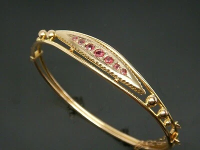 Brazalete Brazalete Antiguo Vintage Chapado en Oro Rosa 14k Rubí Simulado 2.20Ct Foto 1 de 4