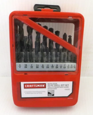 NUEVO Juego de brocas Craftsman 9-66020 21 piezas de óxido negro con estuche de metal Foto 1 de 4