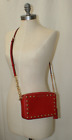 Michael Kors Ginny Red W Gold Studded Hearts Leather Camera Crossbody Bag Nwot