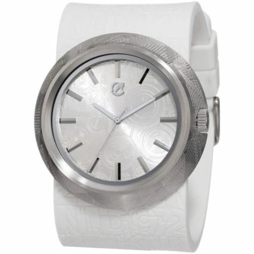 Marc Ecko Mens The Eero SS Case White Silicone Wide Strap Watch E11534G2 NEW - Image 1 of 1