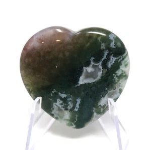 Moss Agate Stone Heart #930- 40mm or 1.5" - Valentines Day  Love Pocket Gemstone - Picture 1 of 6