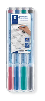 STAEDTLER Folienstifte 305M WP4-1 4er-Etui Lumocolor correctable korrigierbar - Bild 1 von 4