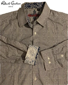 ROBERT GRAHAM Stylish Long Sleeve Embroidered Flip Cuff Shirt XL. Ships Fast! - Picture 1 of 13