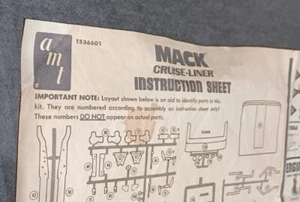 Vintage AMT Mack Cruise Liner Instructions Only - Picture 1 of 4