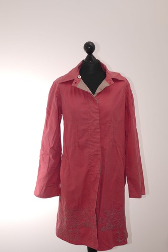 Kenzo giacca donna cappotto corto 40 rosa tinta unita mezza lunghezza monofila gabardine cotone