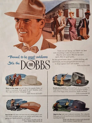 Chapéus DOBBS John C Roberts Shoes 1949 Original Esquire Art Ad Ad Ad Advertisements - Imagem 1 de 2