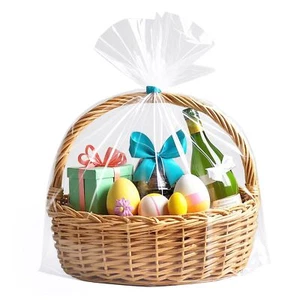Easter Large Cellophane Bags 26" x 32" Clear Gift Basket Wrap 5 Pieces - Picture 1 of 9