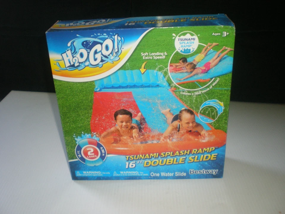 H2OGO Tsunami Splash Ramp 16 Ft. Double Water Slide 52328E H20GO 52328E