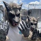 Latex Wolf Head Rubber Hair Mask Funny Halloween Costume  Party