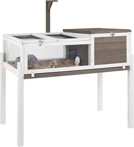 Petscosset Tortoise Habitat Turtle Enclosure House with Detachable Legs, Gray - Picture 1 of 7