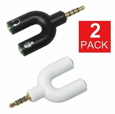 (2-Pack) 3.5mm Stereo Audio Male to 2 Female Headphone Splitter Cable Adapter - Image 1 of 4