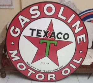 T.Texaco Pure Porcelain Enamel Heavy Metal Sign Double Side - Picture 1 of 12