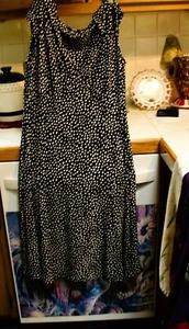 Chaps black white polka dot v-neck sleeveless midi dress size large - Picture 1 of 7