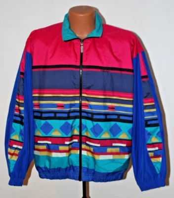 Chaqueta cortavientos geométrica Head Sports Wear vintage de los años 80 bloques de color grande Foto 1 de 4