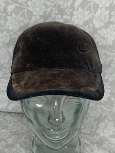VINTAGE Nike Hat Cap Strapback Black Gold Womens Adjustable Embroidered Velvet - Picture 1 of 8