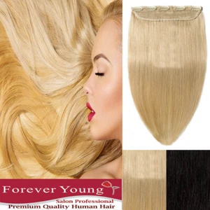 Forever Young One Piece Clip in 100% Human Hair Extensions Black Blonde 40g-100g - Picture 1 of 3