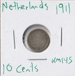 Coin Netherlands 10 Cents 1911 KM145, silver - Picture 1 of 4