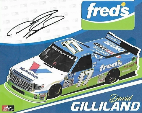 SIGNED 2019 DAVID GILLILAND "FREDS" #17 NASCAR GANDER OUTDOOR TRUCK POSTCARD Cover