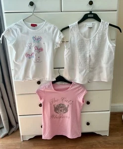 Girls bundle 3 x Next & Tiger Lily summer tops. White and pink. Vgc age 11-12 - Picture 1 of 19