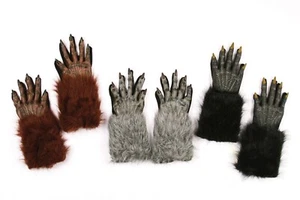 Werewolf Costume Gloves Hands Claws Long Hairy Fur Monster - Bild 1 von 1