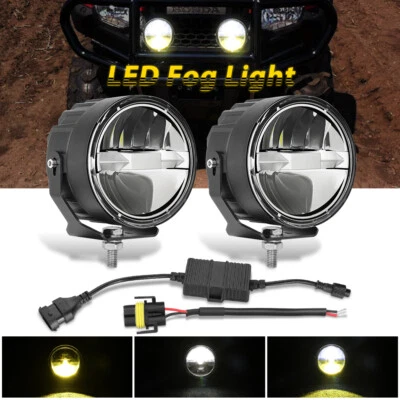2x LED Spot Light Auxiliary Motorcycle Headlight Driving Fog Lamp Yellow+White - Image 1 of 4
