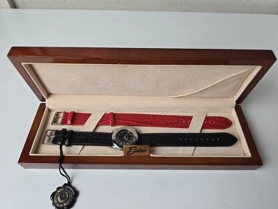 Vintage Belair Womens Black Quartz Classic Watch With Extra Red Strap and Box - Image 1 of 4
