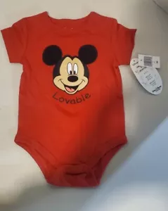Disney Baby Mickey Mouse Infant Boys Girls One Piece Bodysuit Red Size 6 Months - Picture 1 of 6