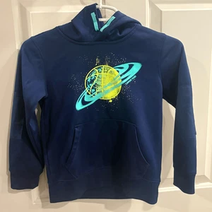 Lands’ End Kids Unisex Basketball Planet Front Pocket Hooded Sweatshirt Size 6/7 - Picture 1 of 3