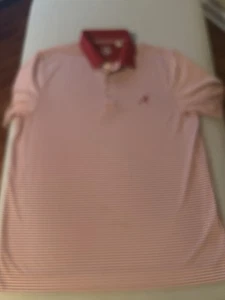 Cutter & Buck University Alabama Crimson Tide Golf Polo Shirt Sz L Striped Mens - Picture 1 of 6