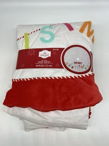 New Holiday Time 48” Merry Christmas Tree Skirt Soft Feel - Picture 1 of 5