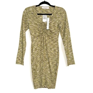 NWT Lisa Says Gah Lotta Long Sleeve Ribbed Space Dye Mini Dress in Honeydew S - Picture 1 of 9