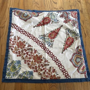 Pottery Barn Block Print Paisley Cotton Bohemian 24”  Square Pillow Cover - Picture 1 of 5