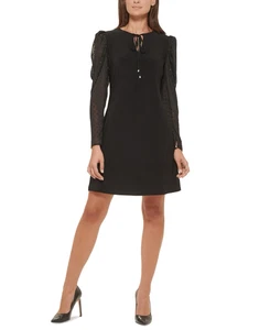 Tommy Hilfiger Womens Mixed Media Knee-Length Shift Dress Size 4 - Picture 1 of 4