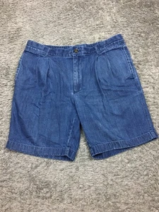 VTG Roundtree & Yorke Pleated Jean Shorts Mens Size 36 x 9 Blue Denim Cotton - Picture 1 of 12