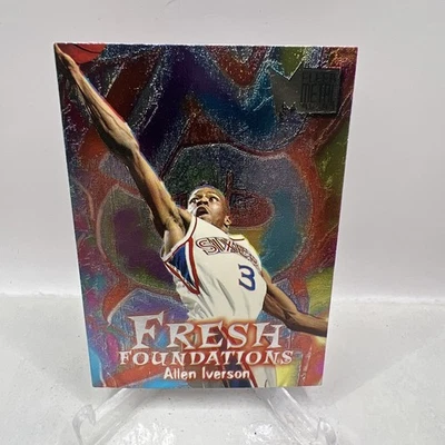 Tarjeta de novato Allen Iverson 1996-97 Fleer Metal Fresh Foundations RC #236 76ers Foto 1 de 2