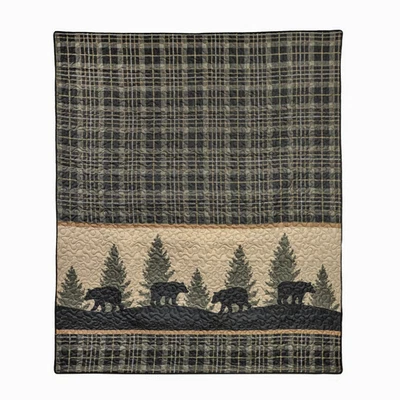 Donna Sharp's Bear Walk Plaid Throw Beige,White 50" x 60" - Image 1 of 3