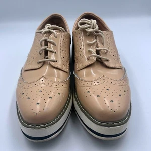 Dadawen beige Lack Budapester Oxford Plateau Schnürung Brogue Damen Gr. 39 (8-8,5) - Bild 1 von 8