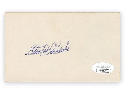 Stan Coveleski Signed Autographed 3X5 Index Card Indians Senators JSA CF45636 - Image 1 of 2