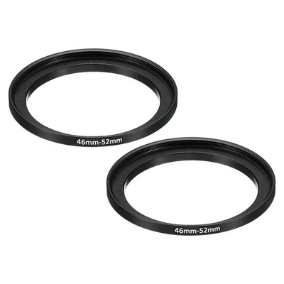 2Pcs Metal Step Up Ring 46mm-52mm Camera Lens Filter Adapter Ring Black - Image 1 of 4