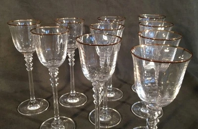 Mikasa Sonata Gold 6.75" Lead Crystal Set of 10 Cordial Glass 2oz MINT - Image 1 of 4