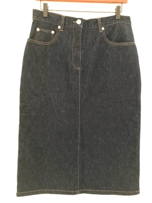 Vintage Dark Blue Denim Pencil Straight Skirt | S | Unworn | 'i' - Image 1 of 4