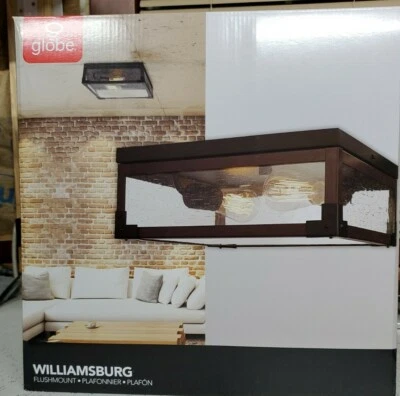 Williamsburg 2-Light Flush Mount Ceiling Light Dark Bronze Dark Wood Finish A... - Image 1 of 4