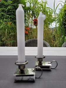 2 Shabby Kerzenleuchter mit integriertem Fach für Streichholzschachtel Edelstahl - Bild 1 von 5