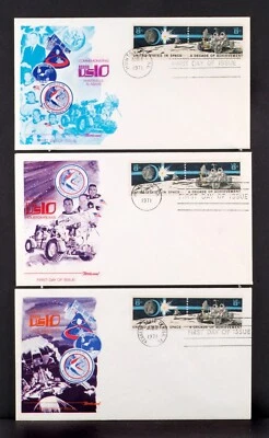 FLEETWOOD 1971 APOLLO 15 HUNTSVILLE AL. SET OF 3 SPACE FDC MINT/FINE. - Image 1 of 2
