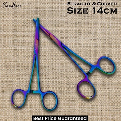 SANDBROS ENGLAND Kelly Hemostat Artery Forceps Straight & Curved Clamp Surgical Locking Pliers