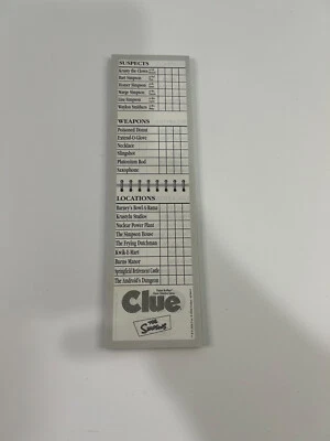 The Simpsons Clue Game Replacement Pad 2002 - Image 1 of 4