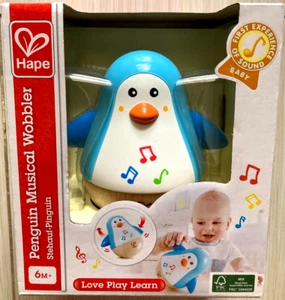 Penguin Musical Wobbler - Baby Infant Toy by Hape NEW 6m+ - Picture 1 of 3